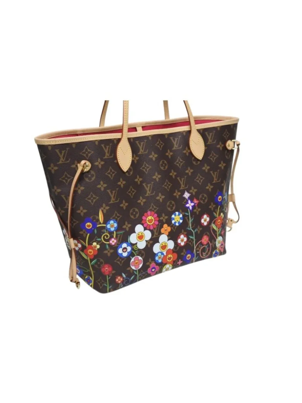 Louis Vuitton Monogram LV TM Neverfull MM Tote Bag Takashi Murakami Brown Gold